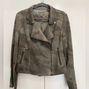 Marrakech Olive Green Camo Suede Moto Jacket